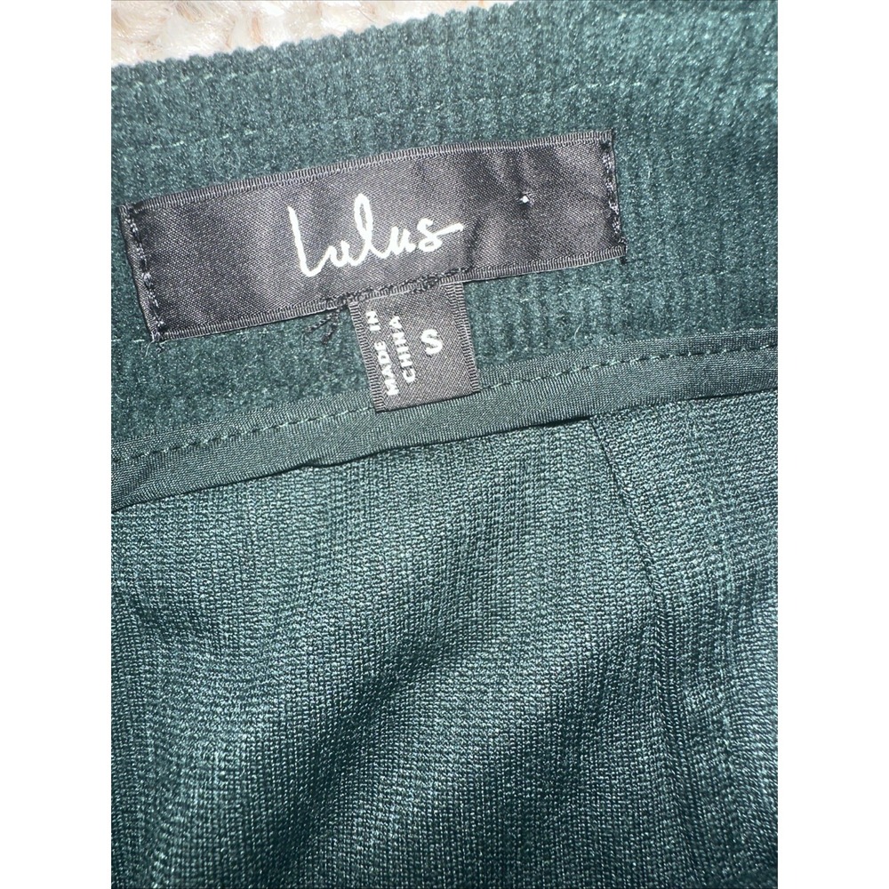 Womens Lulus Mini Corduroy Overall Dress Green Small EUC - Picture 6 of 7